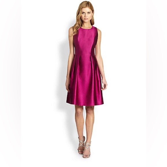 Kay Unger Dresses & Skirts - Kay Unger Fuchsia Satin Fit-and-Flare Dress
